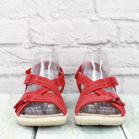 Earth Origins Sammie Red Suede Open Toe Adjustable Strappy Sandals Size 7 M - Picture 4 of 9